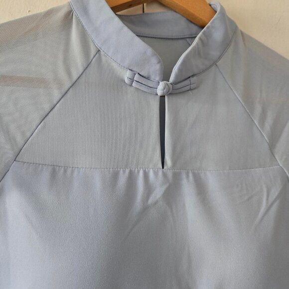 Short Sleeve Mesh Upper Panel Supportive Gym Muscle Tee - Picture 5 of 6